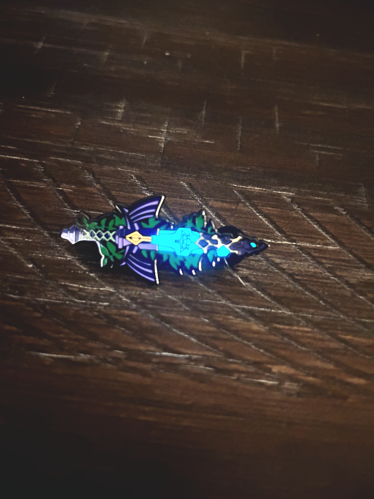 Corroding Sword Glow in the Dark Pin