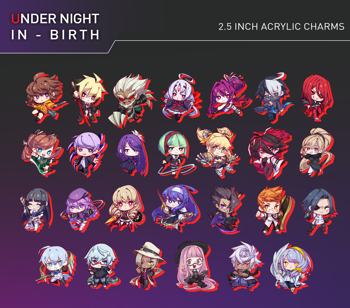 Under Night In-Birth 2.5in Charms